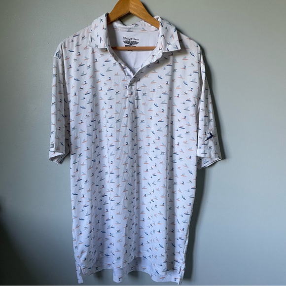 Straight Down Men's Dog Patterned Golf Polo Shirt Size XL - Picture 1 of 9